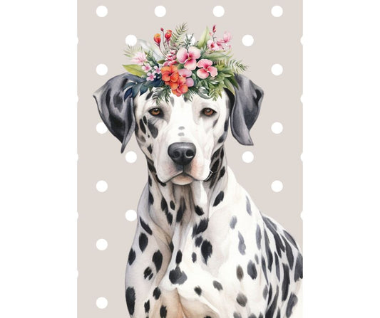 Dog Desk Floral Dogs Dalmatian Deluxe Greeting Card