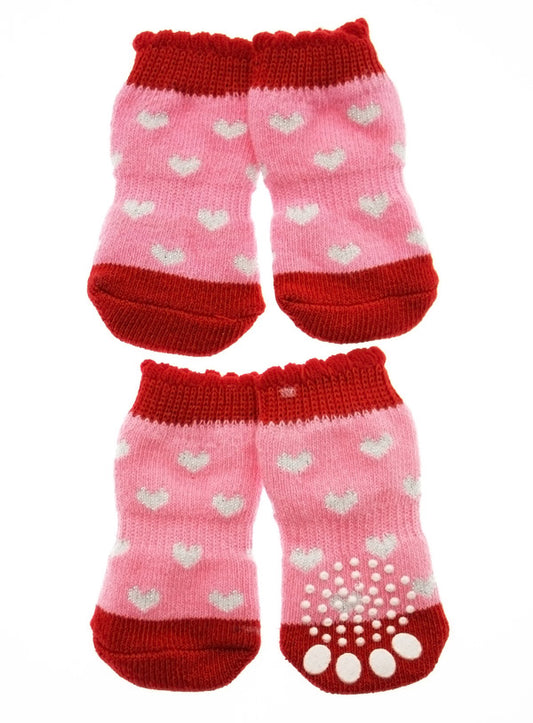 Urban Pup Pink / Red ''Glitter Hearts'' Pet Dog Socks