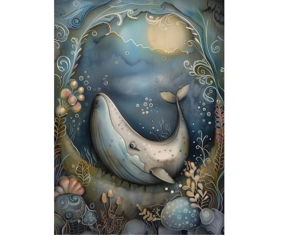 Dog Desk Whimsical Whale Deluxe Greeting Card