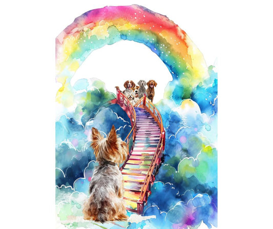 Dog Desk Pet Bereavement Rainbow Bridge Deluxe Greeting Card