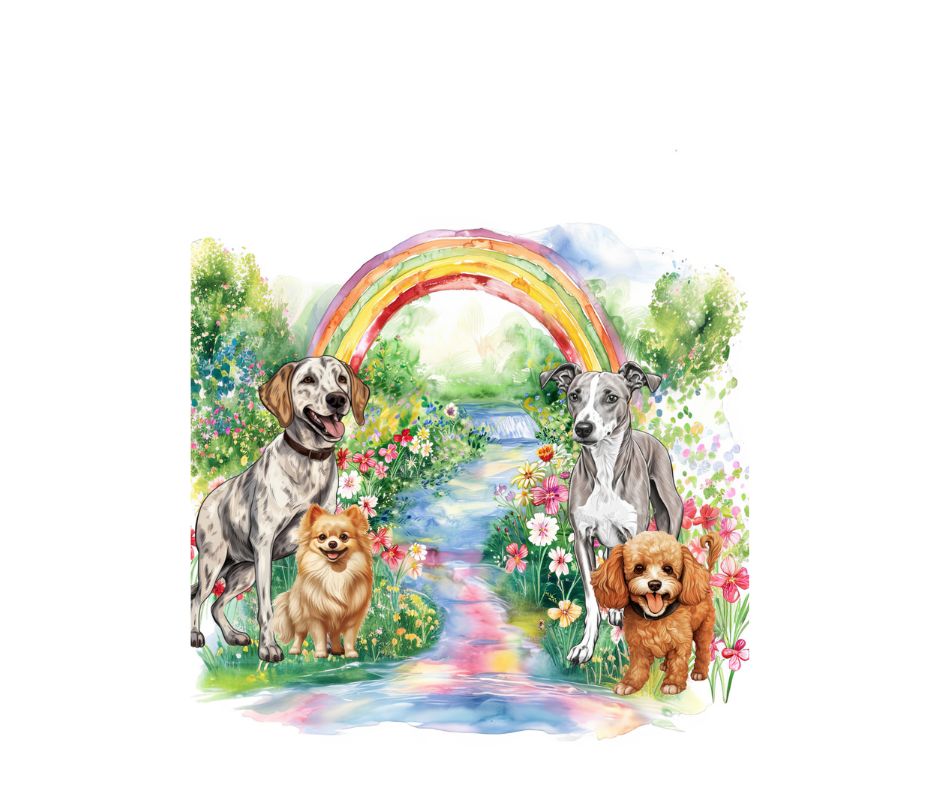 Dog Desk Pet Bereavement  Rainbow Dogs Deluxe Greeting Card