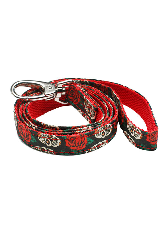 Urban Pup Skull & Roses Fabric Dog Lead