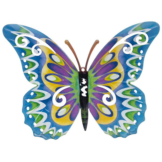 Metallic Garden Colourful Butterfly Wall Art Ornament  Blue