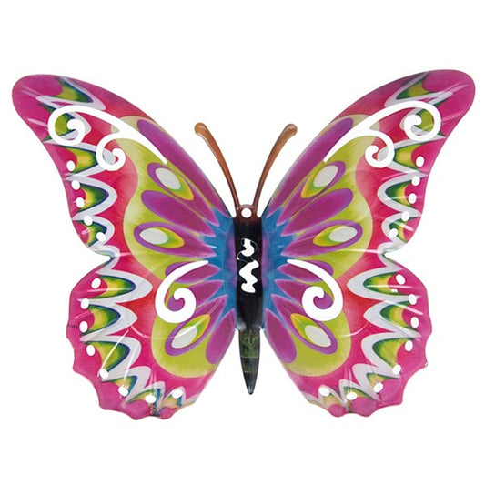 Metallic Garden Colourful Butterfly Wall Art Ornament Red