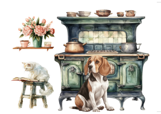 Dog Desk In The Kitchen Deluxe Card