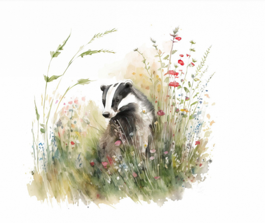 Badger In A Meadow Card To Post