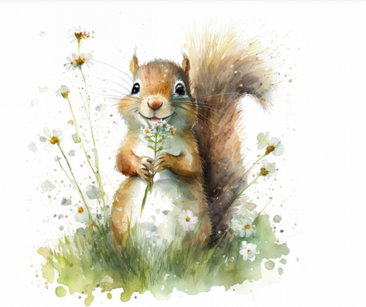 Squirrel With Flower Card To Post