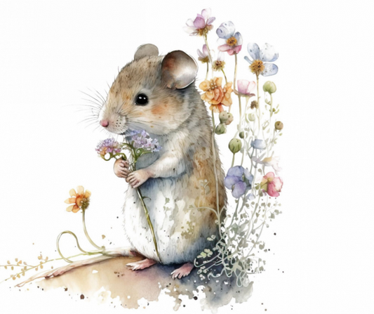 Dog Desk Mouse With Wild Flowers Deluxe Card