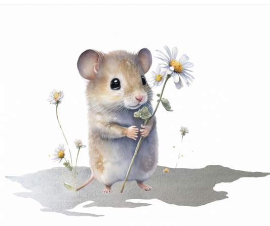 Mouse With Daisies Card To Post