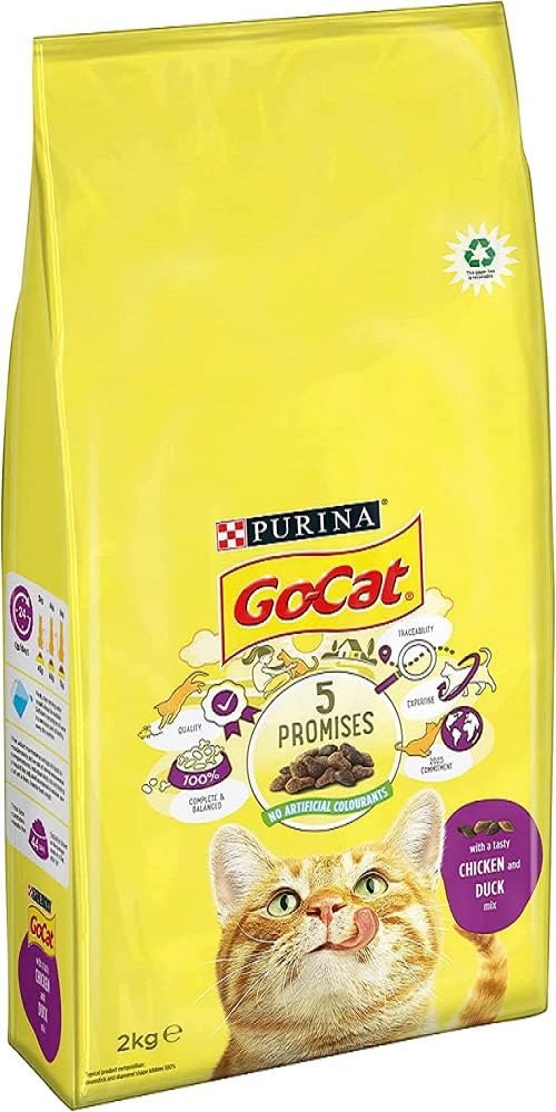 Pet Food Bank Go-Cat Chicken and Duck Dry Cat Food, 2kg