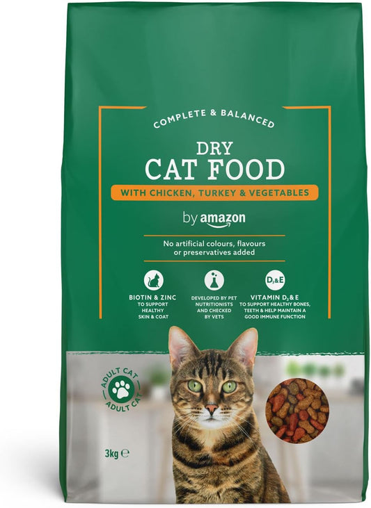 Pet Food Bank Amazon Complete Dry Cat Food with Chicken, Turkey and Vegetables, 1 pack of 3kg