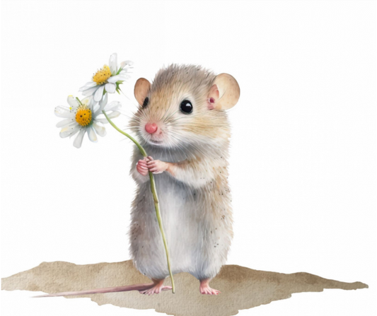 Mouse With Flower Card To Post