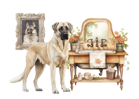 Dog Desk Kangal In The Bathroom Deluxe Card