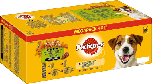 Pet Food Bank Pedigree Mixed Selection in Gravy 40 Pouches, Adult Wet Dog Food, Megapack (40 x 100 g