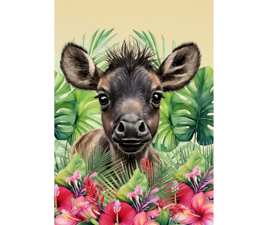 Dog Desk Baby Animals Buffalo Deluxe Greeting Card