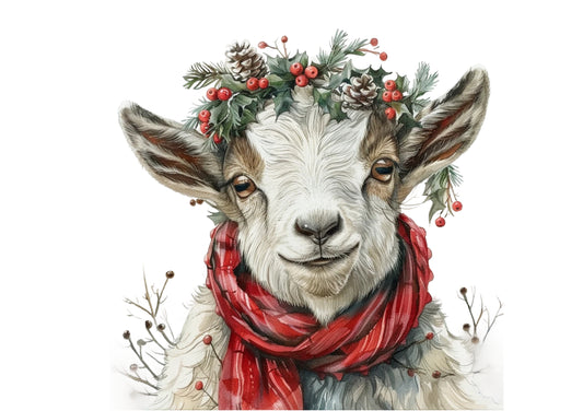 Dog Desk Gerty The Goat Deluxe Christmas Card