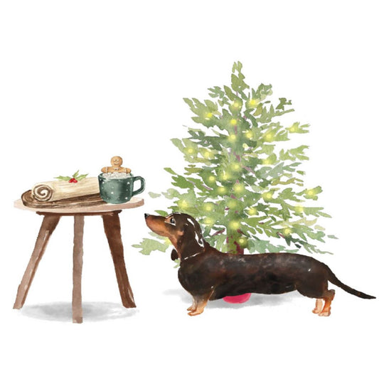 Dog Desk Dachshund Deluxe Christmas Card