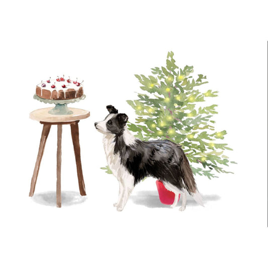 Dog Desk Collie Deluxe Christmas Card