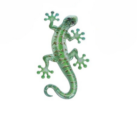 Bright Metal Gecko Garden Wall Art Green