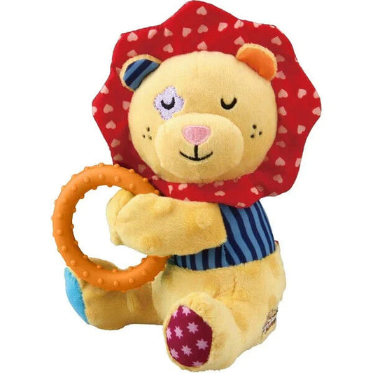 GiGwi Plush Friends Squeaker and Ring Lion Dog Toy for Puppies and Small Dogs