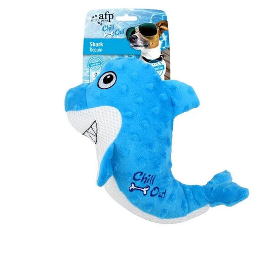 Chill Out Shark Dog Plush Hydration Cooling Summer Play Dog Toy