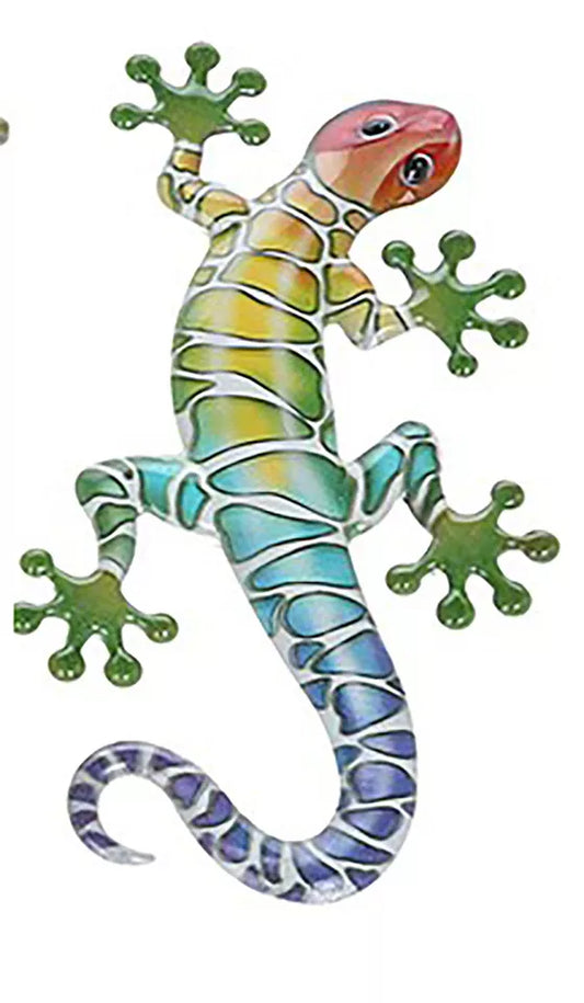 Bright Metal Gecko Garden Wall Art