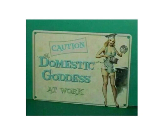 Vintage Retro Domestic Goddess At Work Plaque Sign